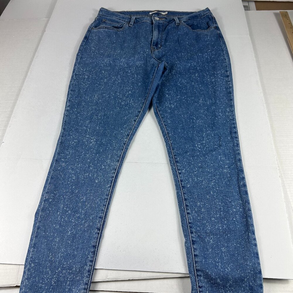 Levi's Jeans Women's 32 721 High Rise Skinny Blue Spots Faded Stretch Denim